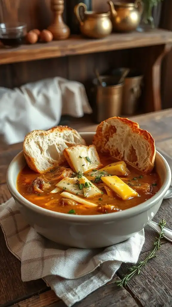 cheesy caramelized onion soup