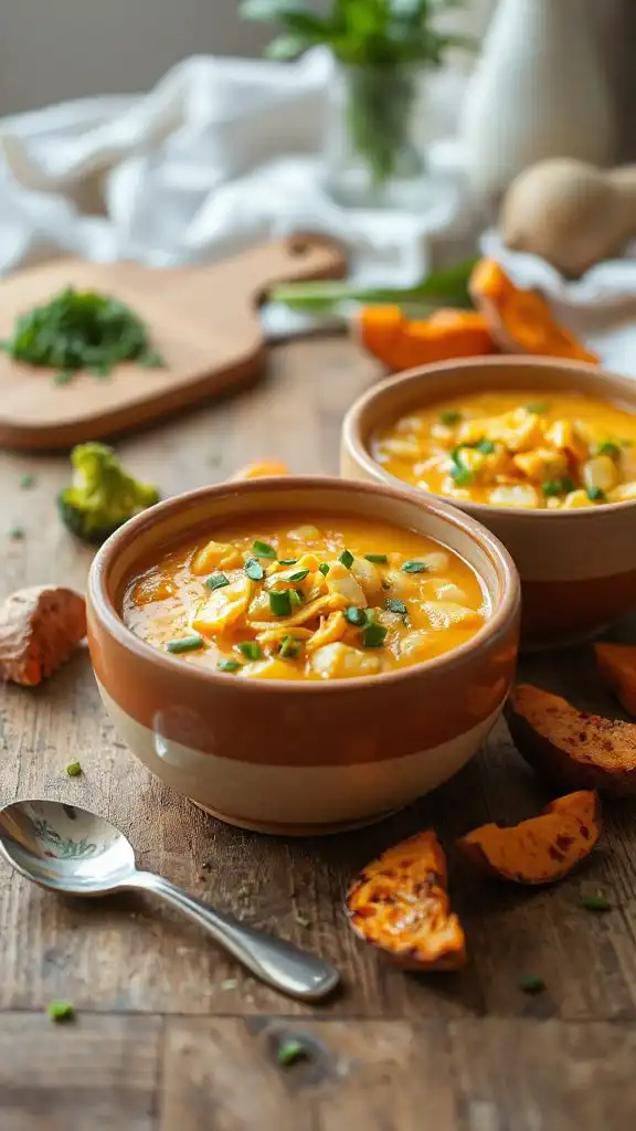 cheesy sweet potato broccoli soup