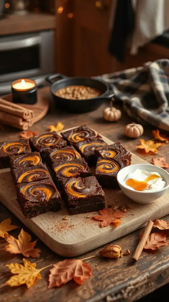 chewy pumpkin swirl brownies