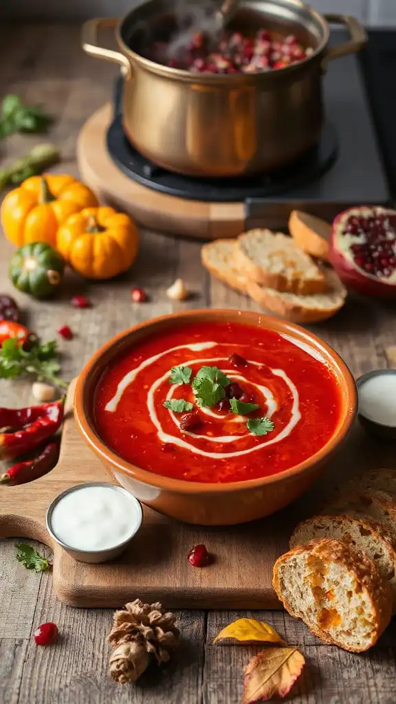 chili garlic pomegranate soup