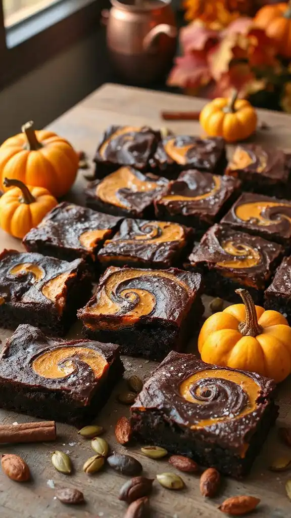 chocolate pumpkin swirl brownies