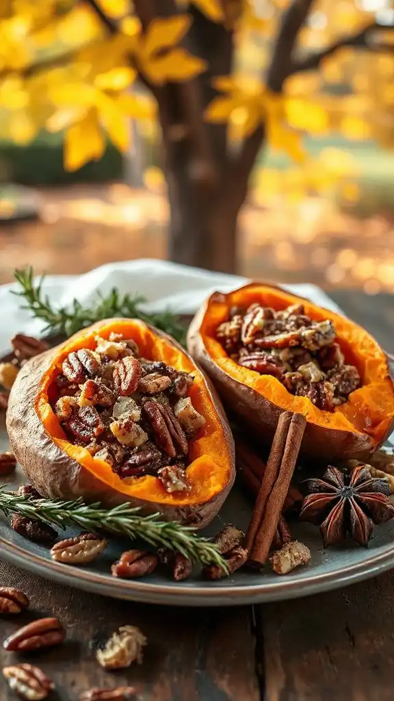 cinnamon pecan stuffed sweet potatoes