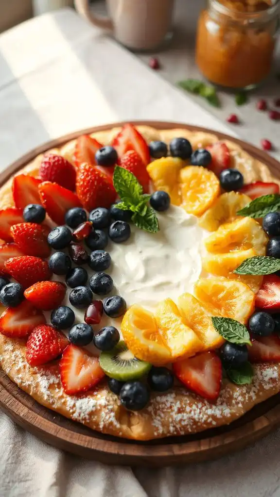 colorful fruit dessert pizza
