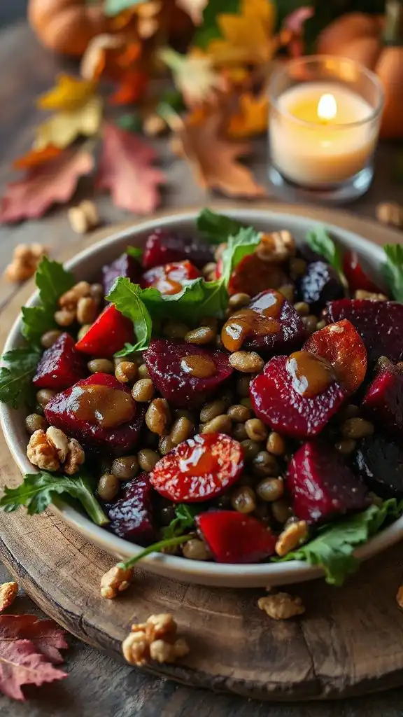 colorful lentil beet salad