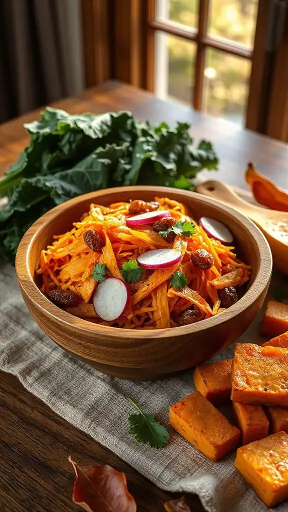 colorful spiced carrot slaw