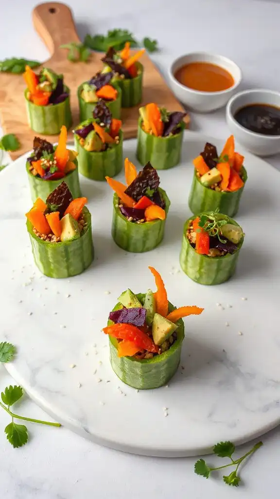 colorful vegetable sushi cups