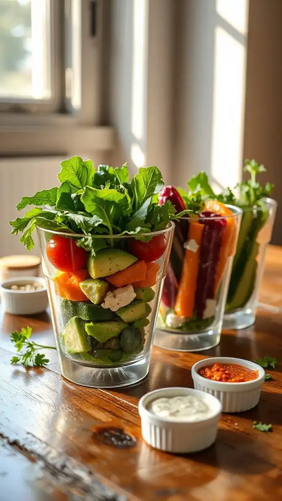 colorful veggie salad cups