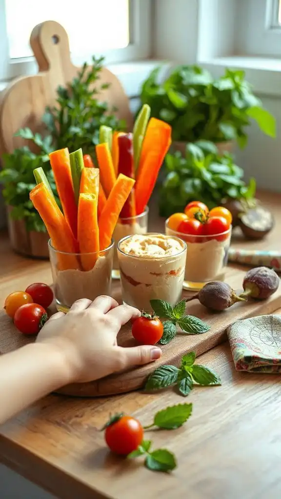 colorful veggie snack cups