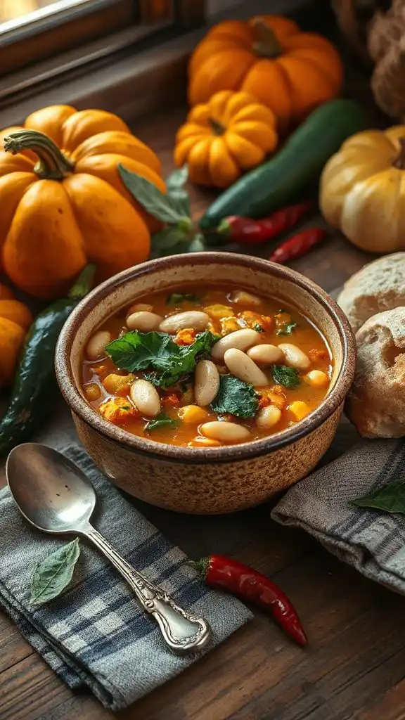comforting autumn white bean chili