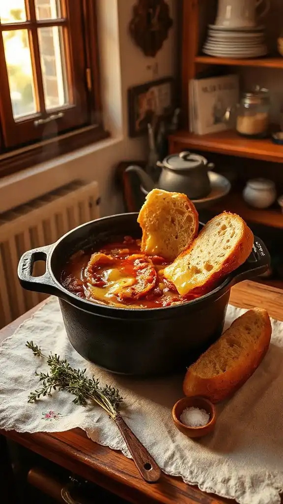 comforting cheesy onion soup