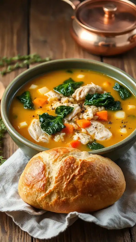 comforting chicken rice soup