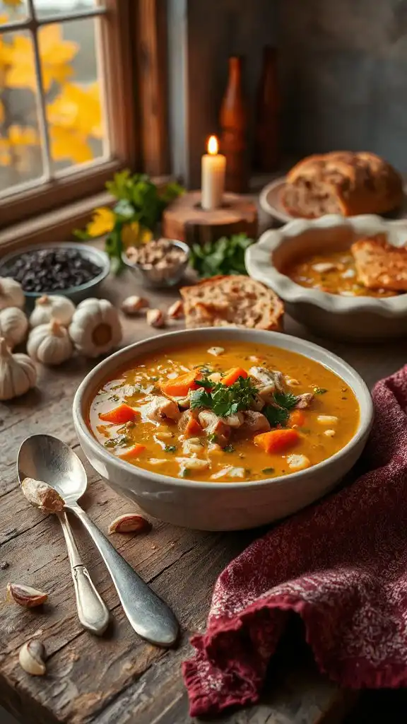 comforting garlic chicken soup