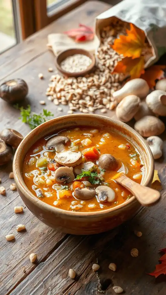 comforting mushroom barley soup