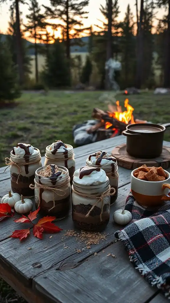 cozy camping dessert jars