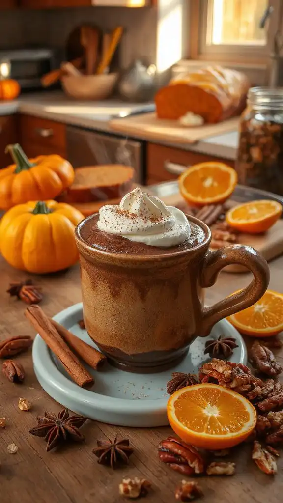 cozy cinnamon spiced hot chocolate