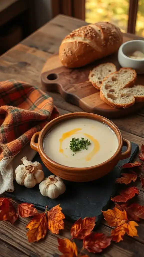 cozy roasted garlic soup