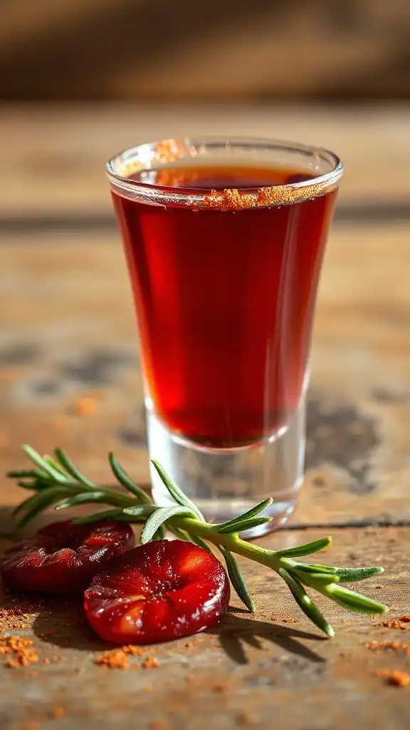 cranberry paprika tequila shot