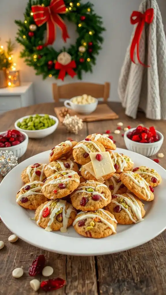 cranberry pistachio white chocolate cookies