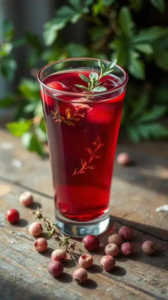 cranberry thyme herbal drink