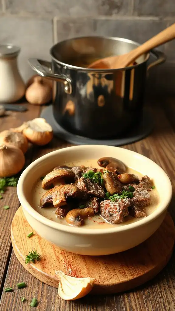 creamy beef stroganoff soup
