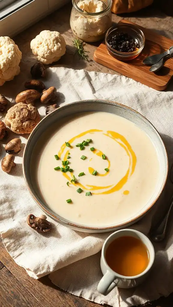 creamy cauliflower mushroom bisque