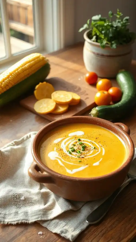 creamy corn zucchini bisque