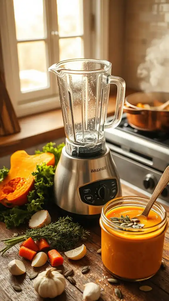 creamy fall soup blending