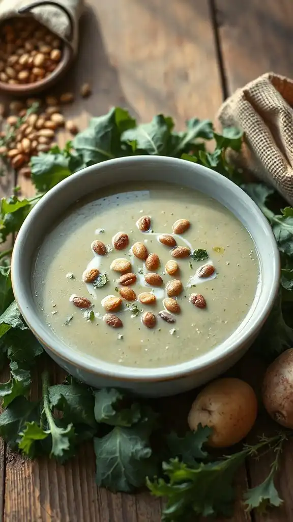 creamy kale and lentil bisque