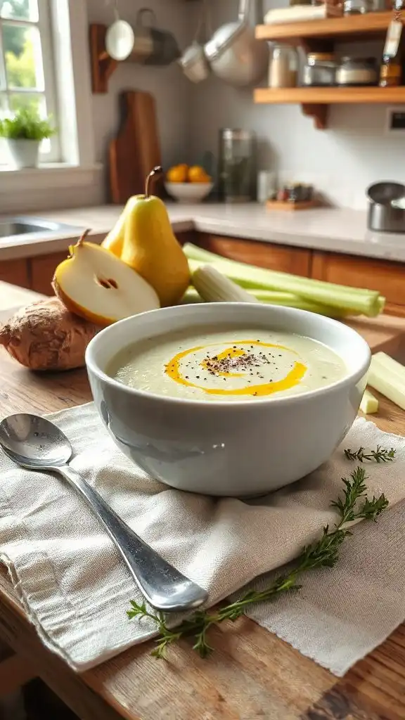creamy pear celery soup