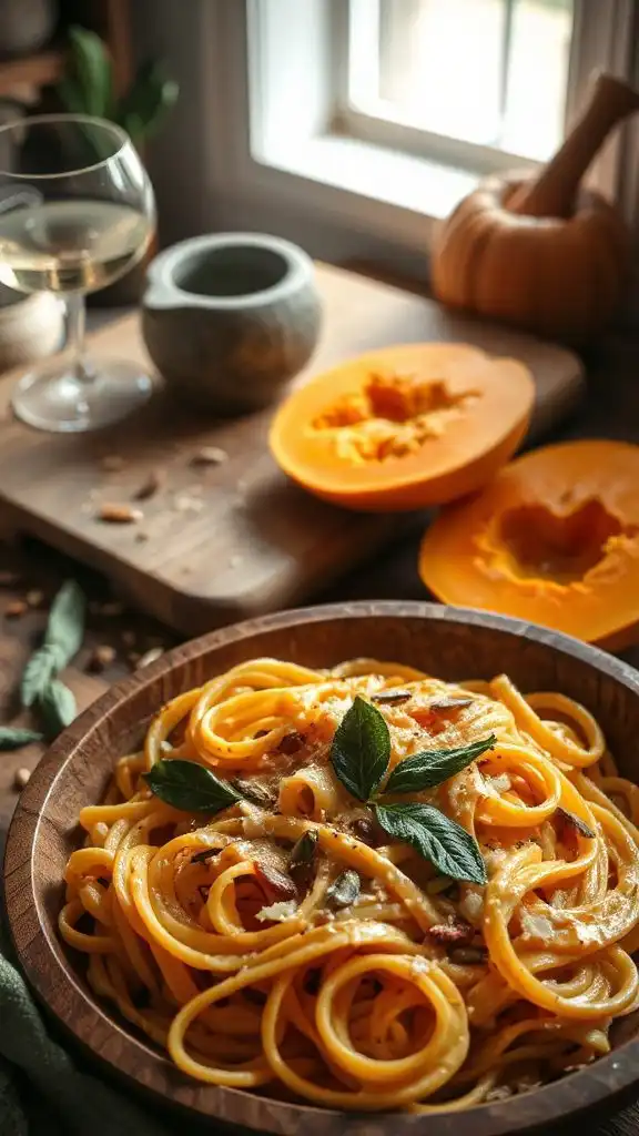 creamy pumpkin alfredo pasta