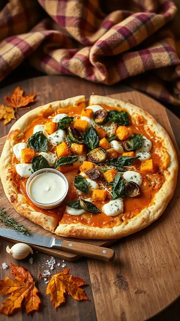 creamy pumpkin alfredo pizza