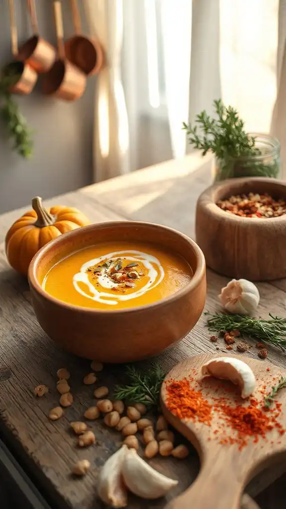 creamy pumpkin chickpea soup
