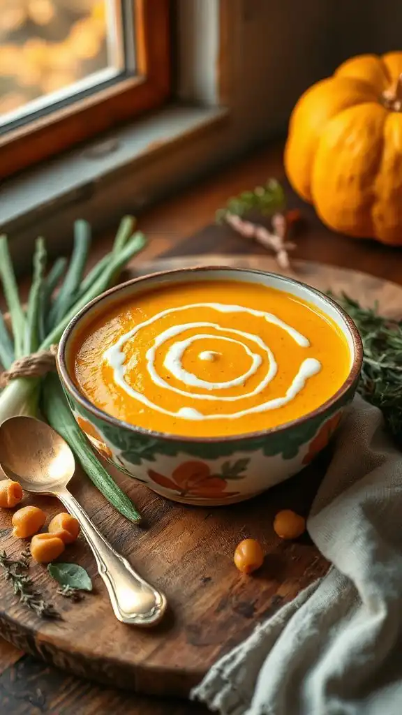 creamy pumpkin chickpea soup