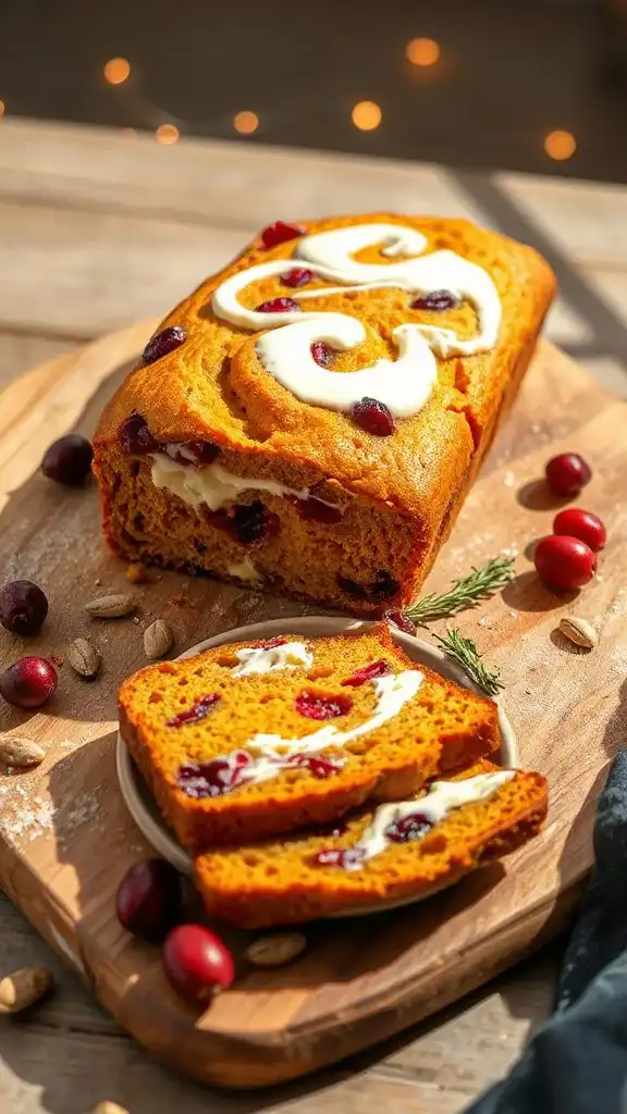 creamy pumpkin cranberry loaf