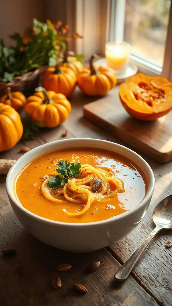 creamy pumpkin noodle soup