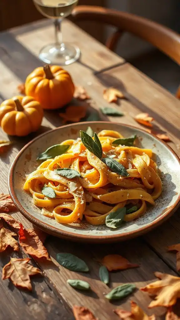 creamy pumpkin sage fettuccine