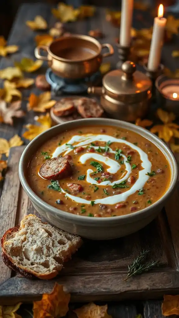 creamy sausage lentil bisque