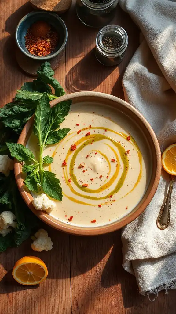creamy tahini cauliflower soup