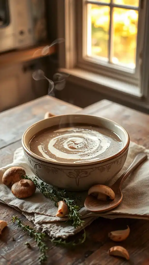 creamy thyme mushroom soup