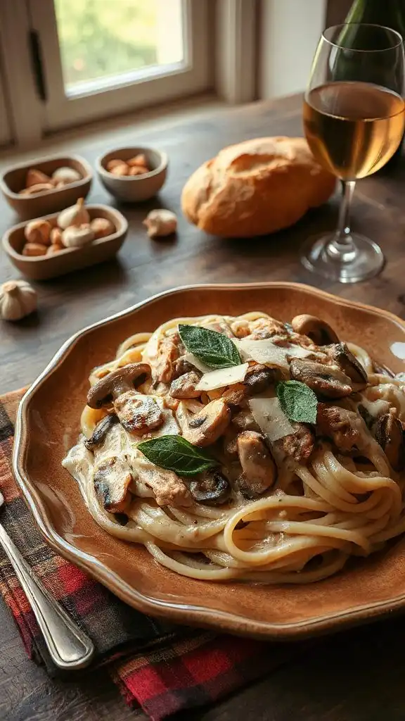 creamy turkey mushroom pasta