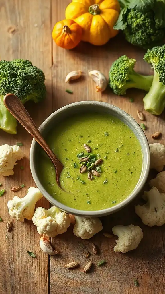 creamy vegan broccoli cauliflower soup