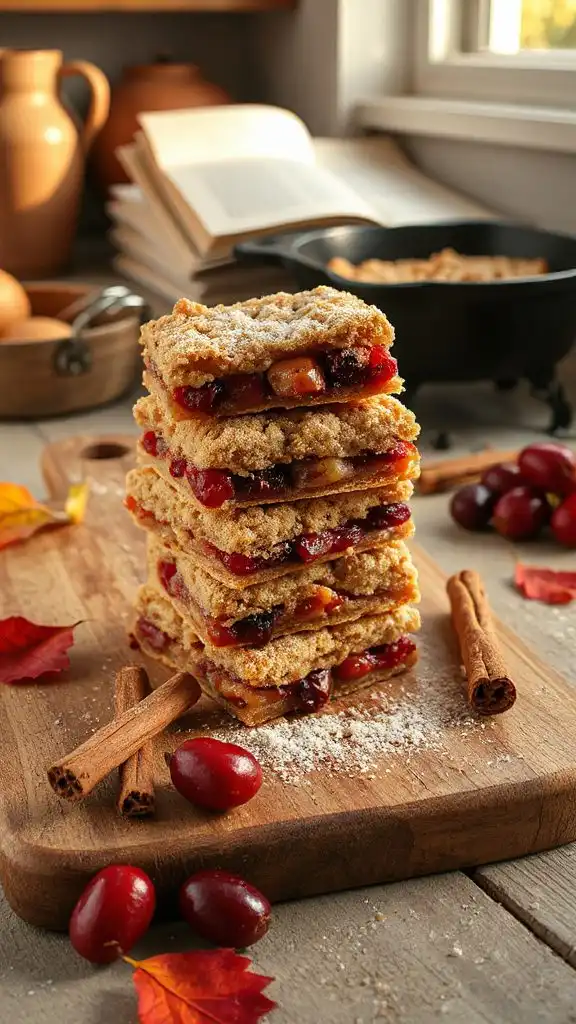 crumble topped apple cranberry bars