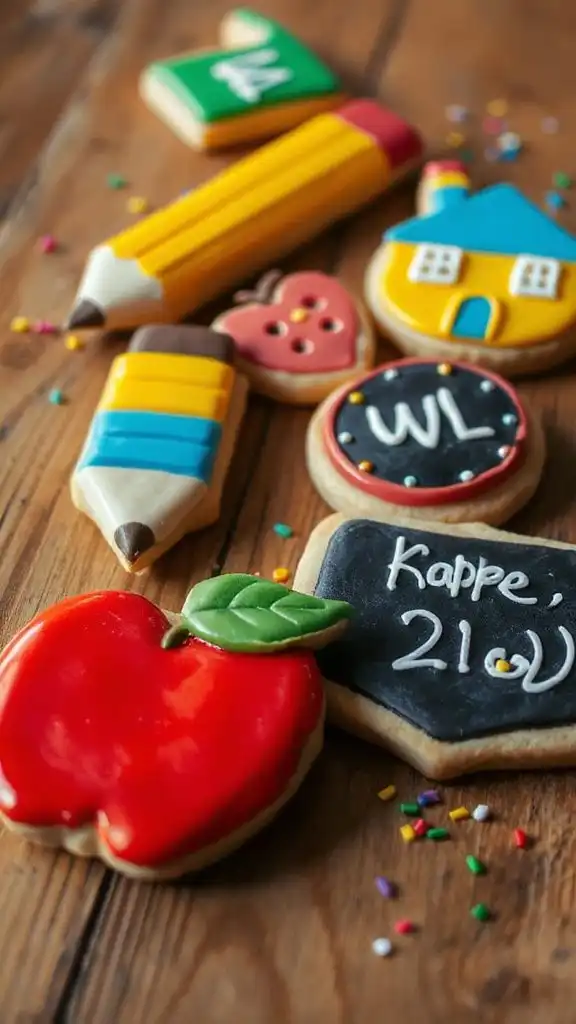 cute school themed cookies