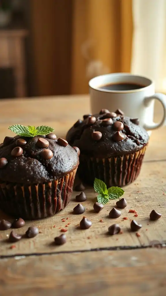 decadent double chocolate muffins
