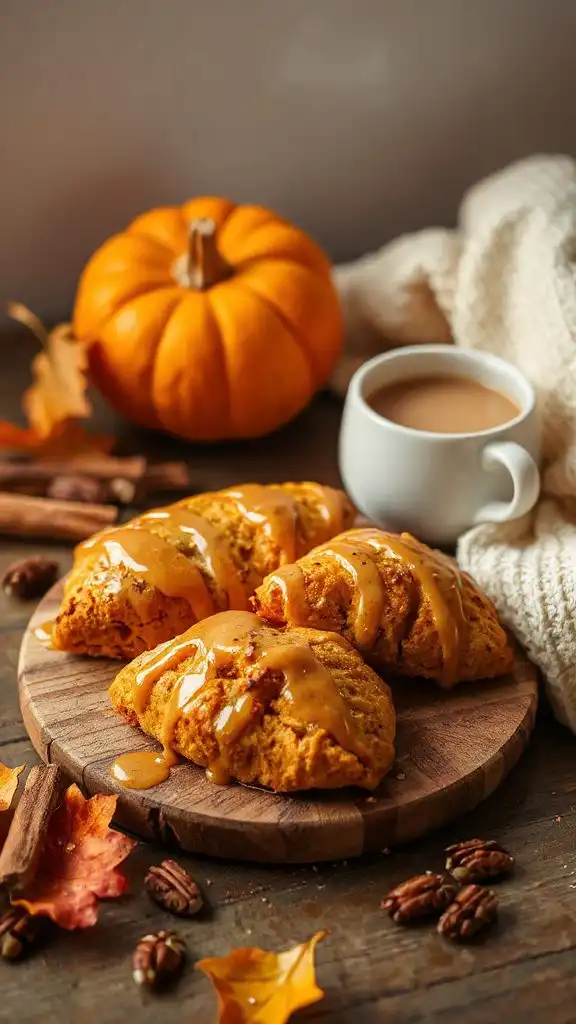 delicious pumpkin scones glazed