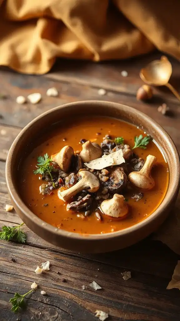 earthy mushroom rice soup