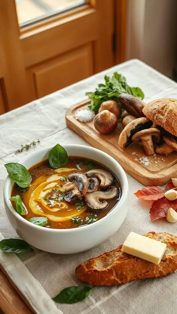 earthy mushroom spinach soup