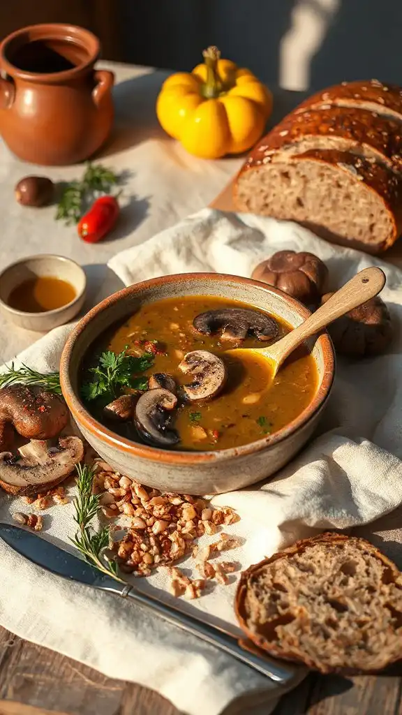 earthy porcini barley soup
