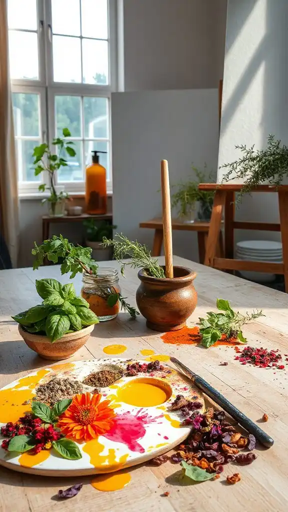 edible herb paint creation