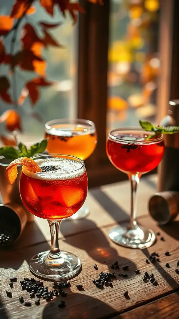 fall cocktails with nigella seeds